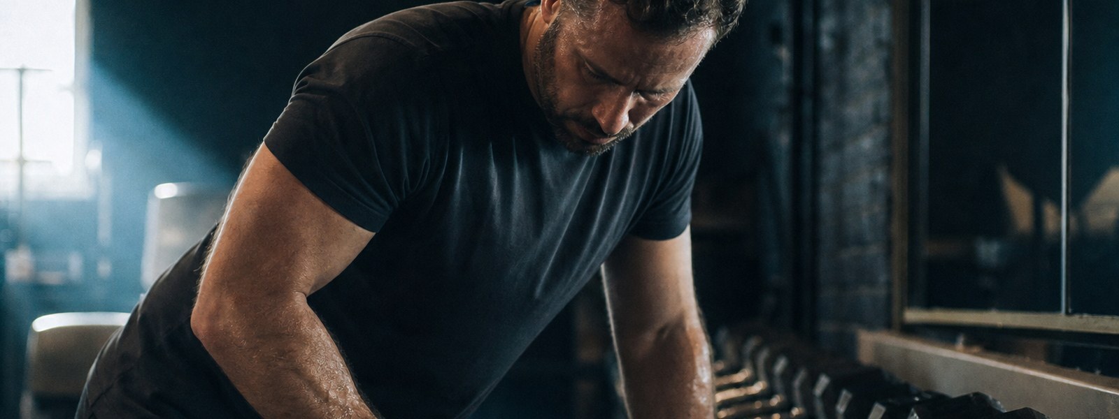 Man in his forties training