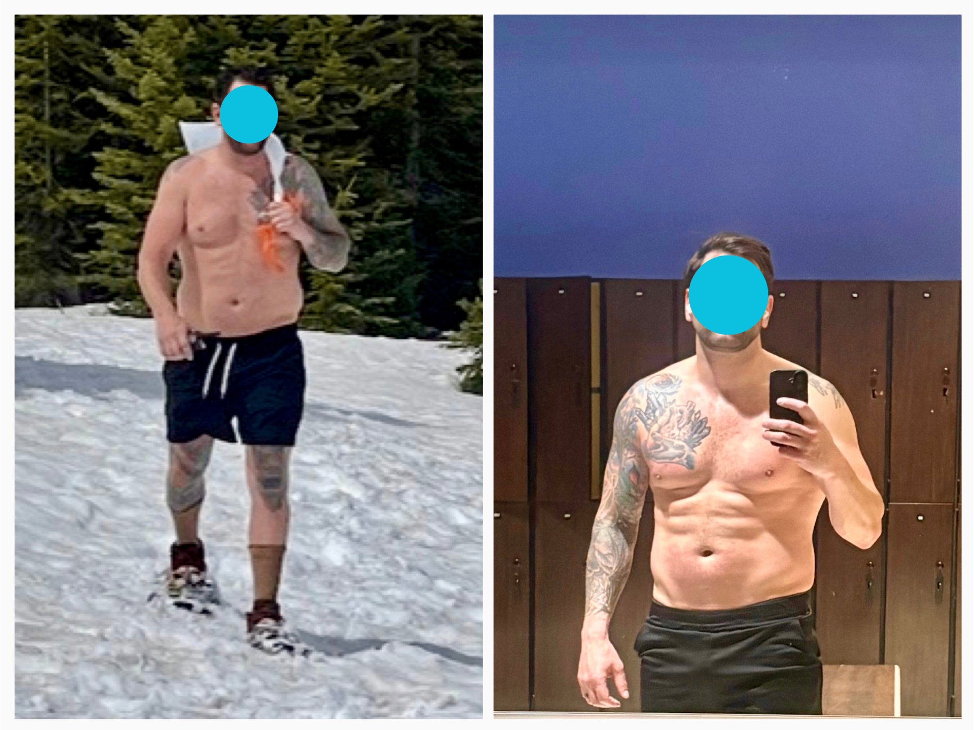 Ryan before and after — side by side photo, before on the left, after on the right