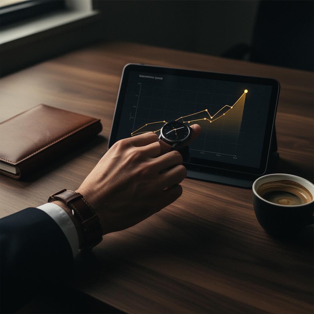 Hand reviewing a biomarker trend chart on a tablet